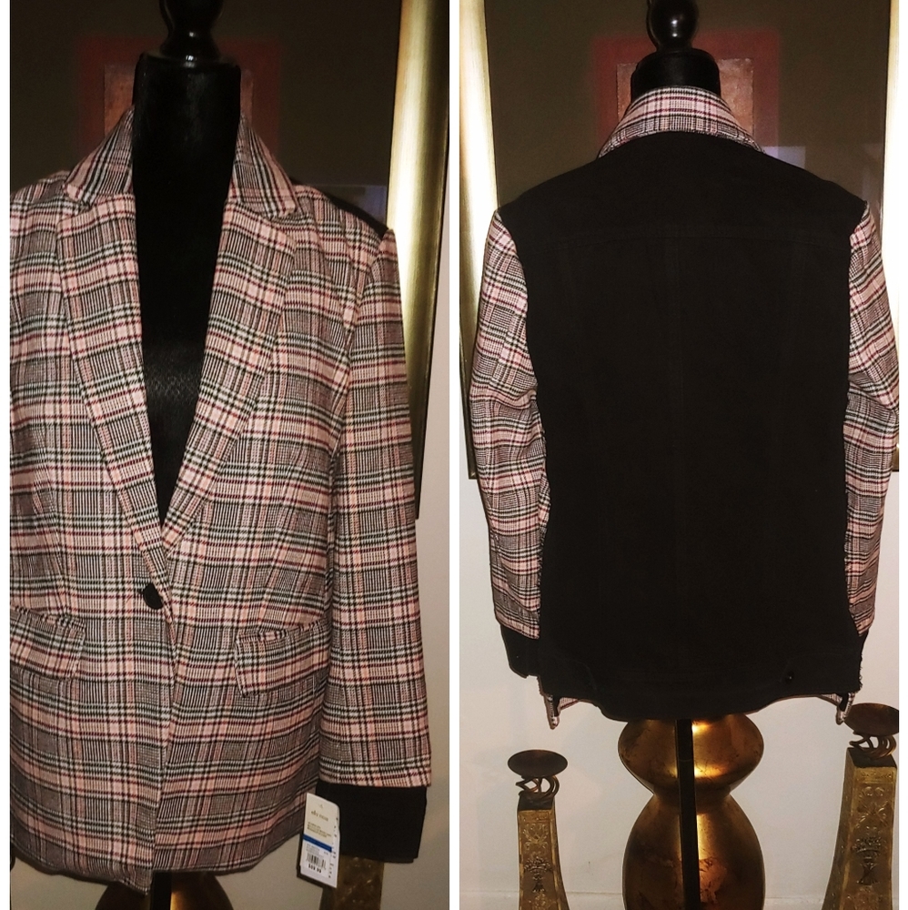 Ella Moss Plaid Jean Jacket in Pink and Black